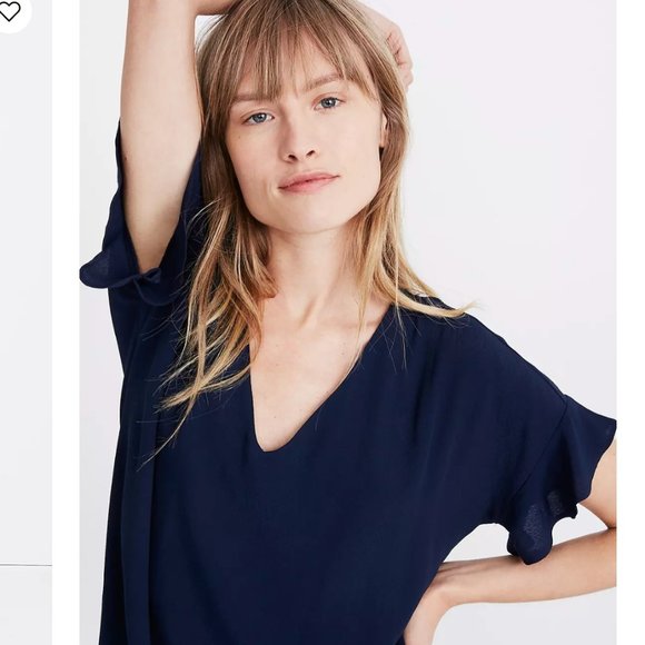 Madewell Blue Ruffle-Sleeve Easy Dress Medium - Picture 7 of 7